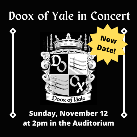Doox of Yale in Concert Sunday November 12 at 2pm in the Auditorium