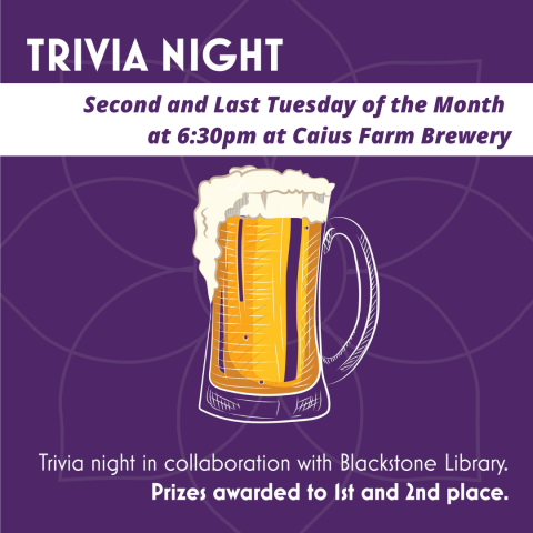 Trivia Nights are the Second and Last Thursday of the Month 6:30pm at Caius Farm Brewery
