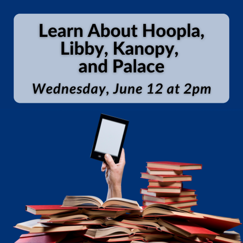 Learn About Hoopla, Libby, Kanopy and Palace Wednesday June 12 at 2pm