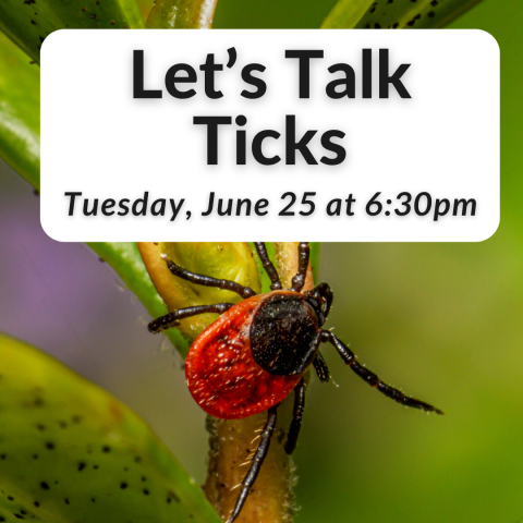 Let’s Talk Ticks Tuesday, June 25 at 6:30pm
