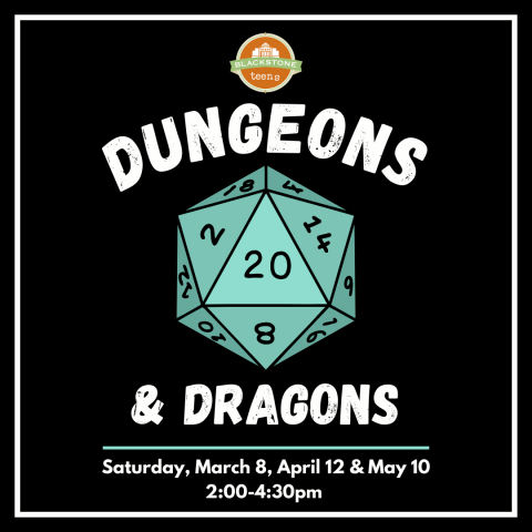 DnD meets on 3/8, 4/12, 5/10 from 2-4:30pm