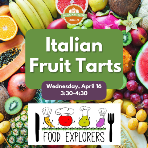 Italian Fruit Tarts: Wednesday 4/16 at 3:30pm