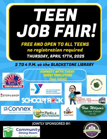 Teen Job Fair - April 17 from 2-4pm