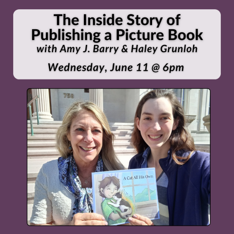 Amy J. Barry (left) author of A Cat All His Own and Haley Grunloh (right)  The book’s illustrator will give a talk on Publishing a Picture Book on June 11 at the library.