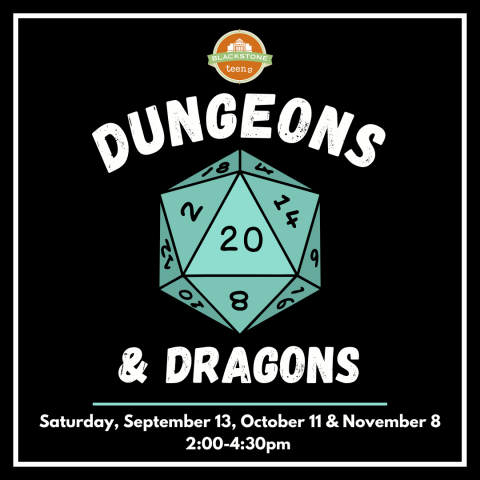 DnD meets on 9/13, 10/11, 11/8 from 2-4:30pm