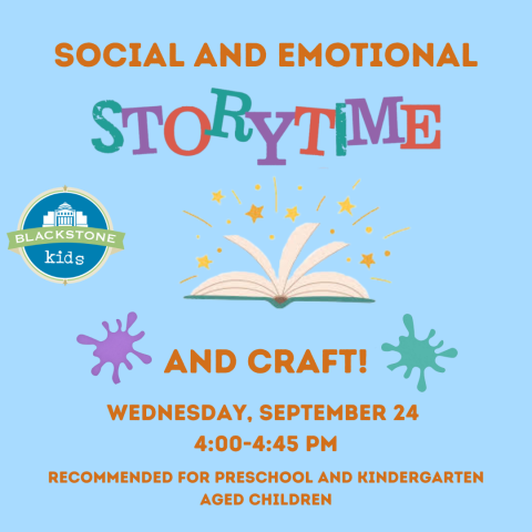 Social and Emotional Storytime Wednesday, September 24 4pm