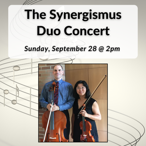 The Synergismus Duo Concert on Sunday, September 28th at 2pm.