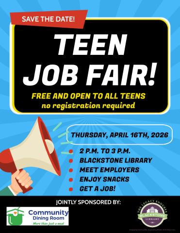 Teen Job Fair - April 16 at 2-3pm