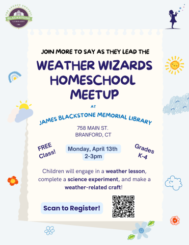 Weather Wizards Homeschool Meetup Monday, April 14 at 2pm to 3pm