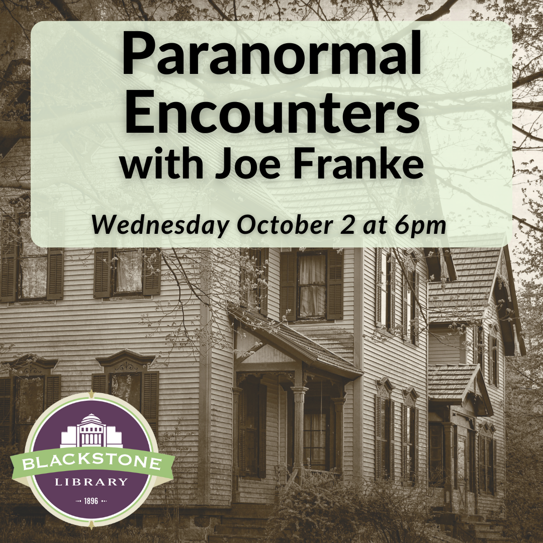 Paranormal Encounters with Joe Franke on Wednesday, October 2 at 6pm