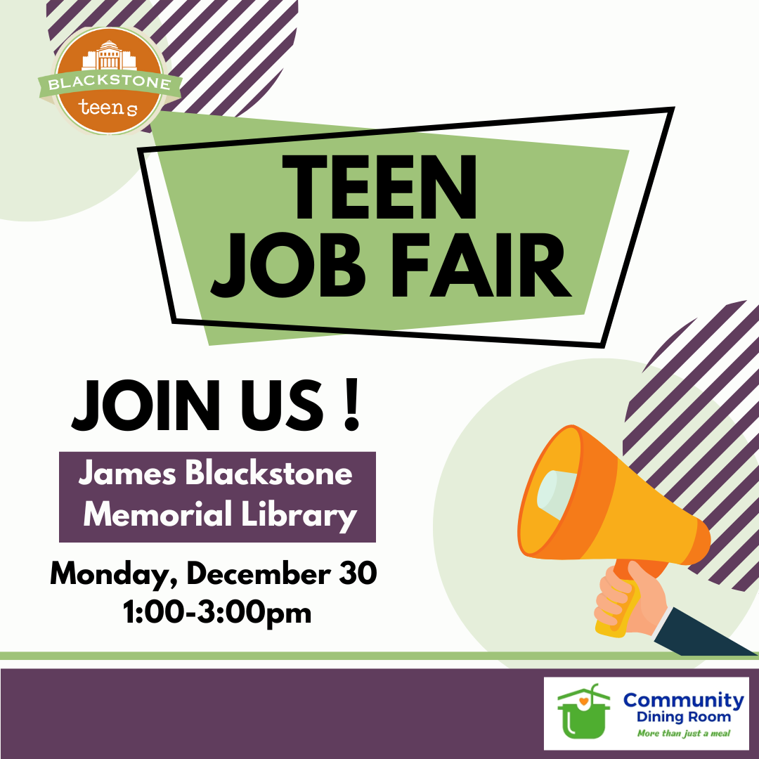 Teen Job Fair: Monday, 12/30 from 1-3pm