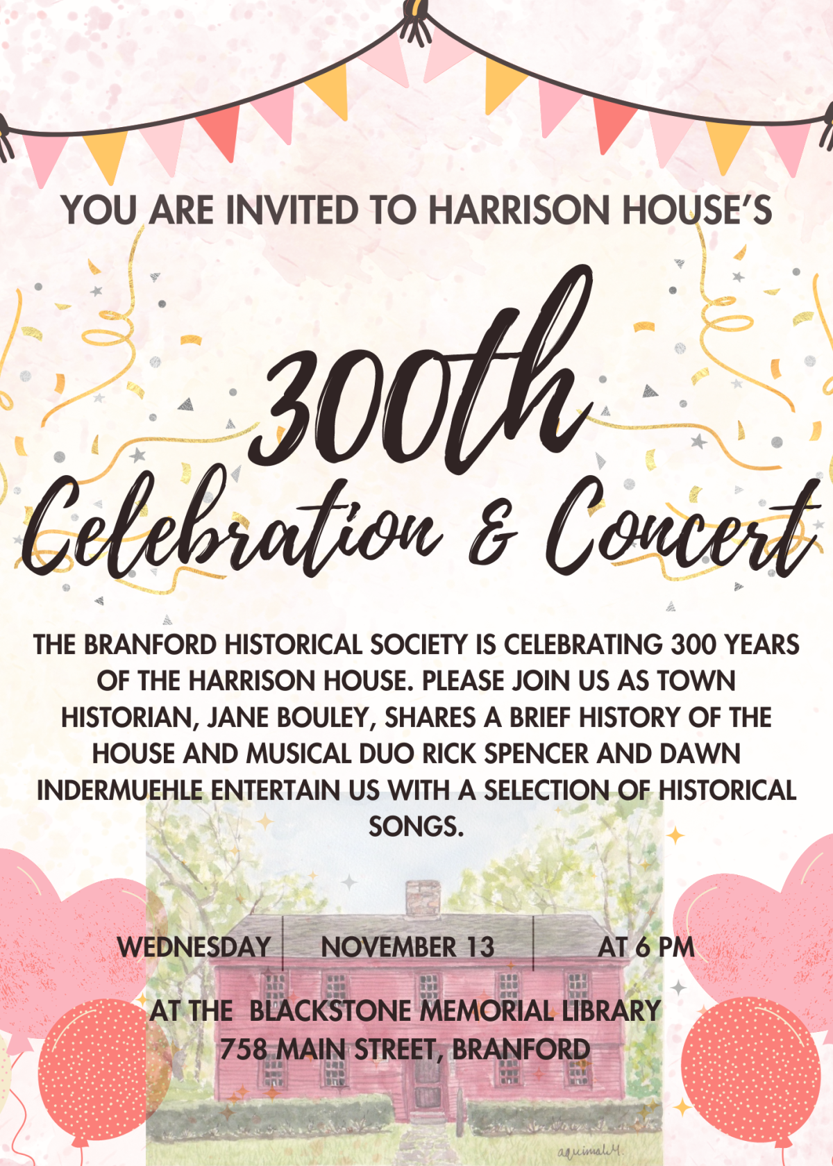 Harrison House 300th Celebration and Concert