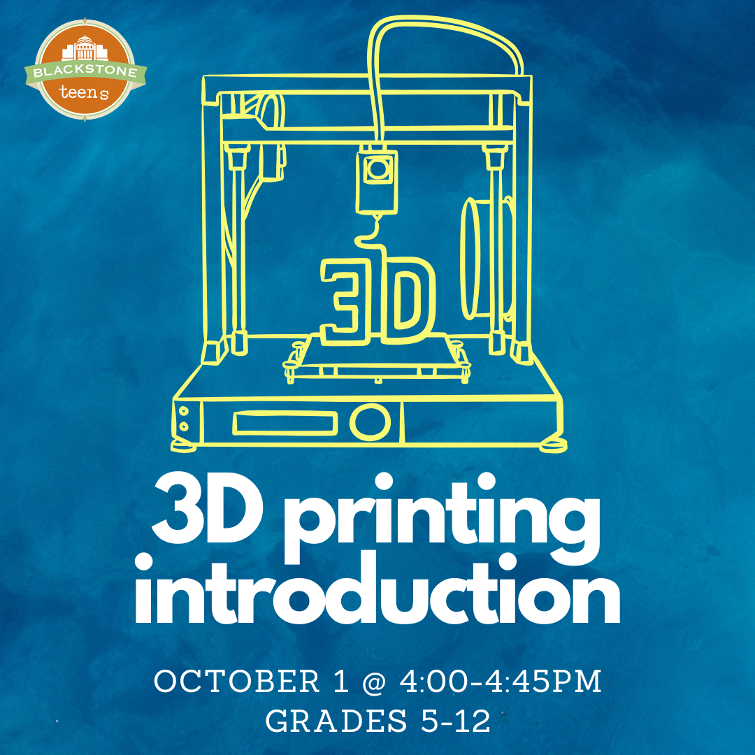 October 1 at 4pm: 3D Printing