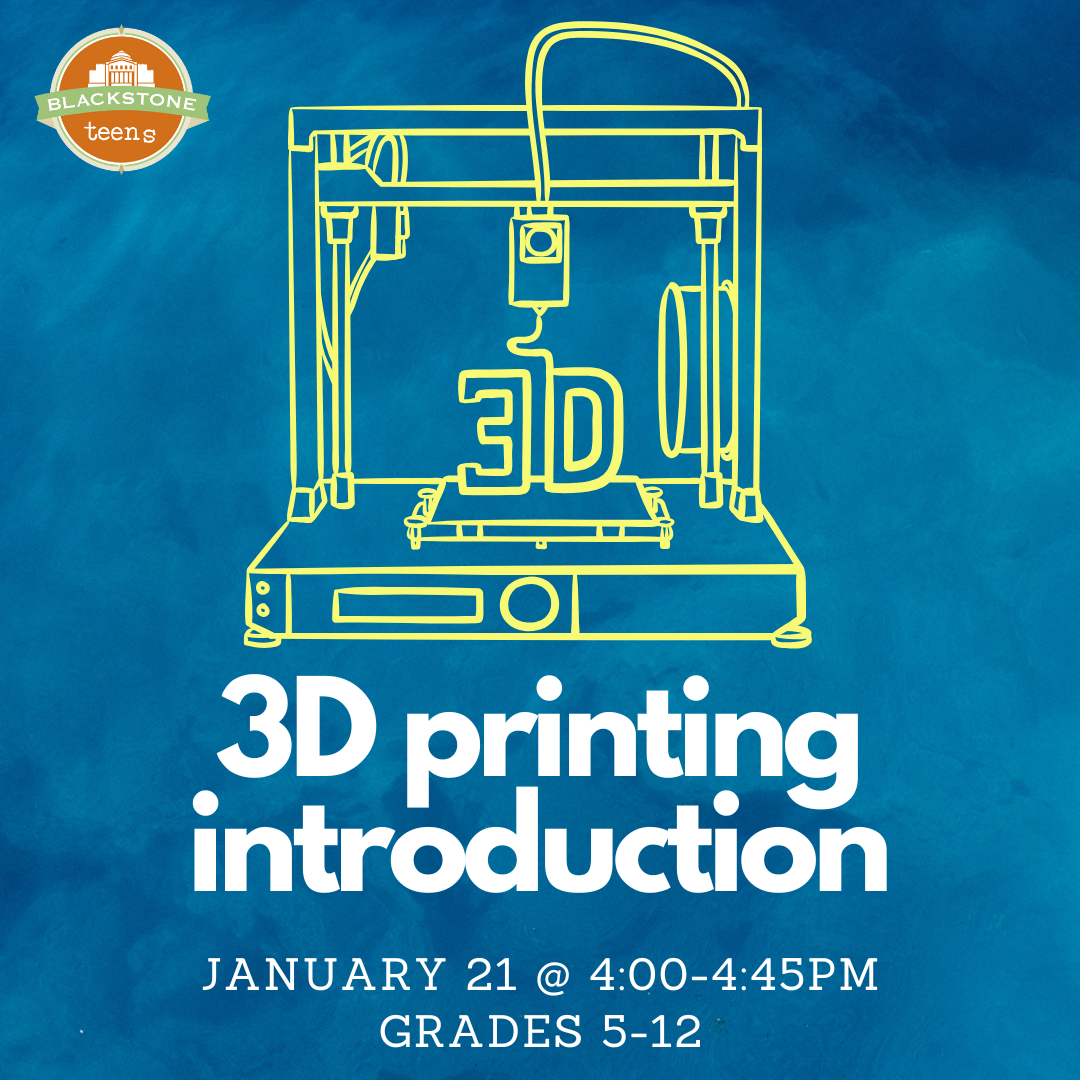 January 21 at 4pm: 3D Printing